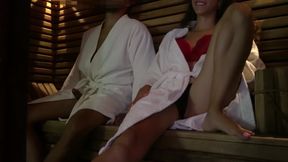 I fuck a stranger in the sauna on Valentine's Day Accidental CREAMPIE