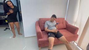 My stepsister catches me masturbating while I check her cell phone gallery.