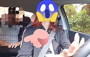 Married woman and delivery driver catches passenger masturbating from behind!