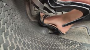 Ely drives the old Chevette in high heels.