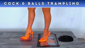 Squeezing Your Cock & Balls Under My Tangerine Slingback Heels (96) - Leg Cam - Cock & Balls Trampling