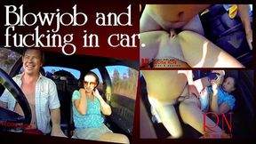 Young slut is hitchhiking. Domination in car. Blowjob in car