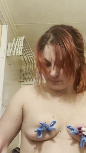 Nipple and Tits BDSM with Clothespins