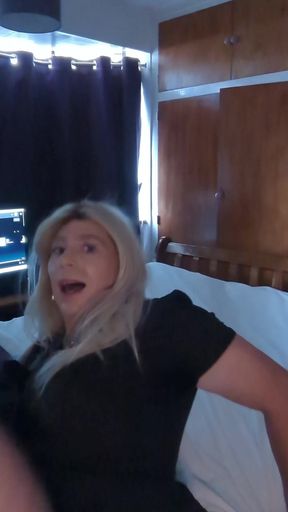 Short Skirt, Stockings and Self-facial!