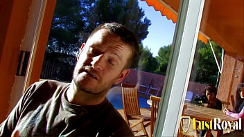 Juliana Val and Yesenia Rock threesome fuck by the pool