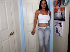 hotties need to pee wetting her panties and jeans piss