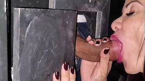 naughty milf goes to swing at Gloryhole to suck dick