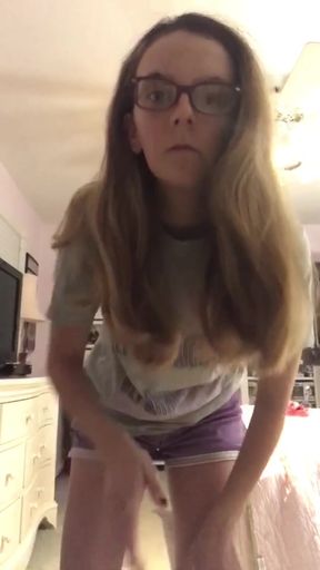 Young solo teen teases in homemade video