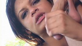 Explosive Handjob with Squirting on Mouth