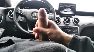 Jerking off my Big Fat Cock in the car, until I came in the parking lot