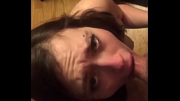 brunette babe deepthroat and eat cum