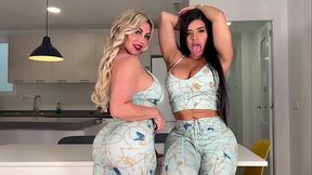 Threesome. Explosive Cumshot In The Mouth At A Sleepover Party