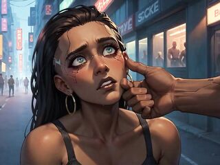 Cybernetic Black Queen's Milk Gushing Climax in Neon Town! Warm Darksome-hued Hardcore Porn!