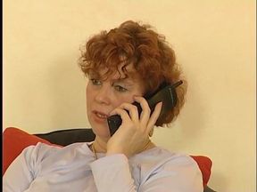 Mature talking over a phone