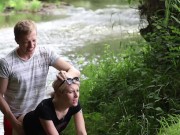 A slut Girl in Beautiful Nature has her Mouth Full of Sperm and is Happy / free