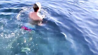 After going swimming blonde twinky strokes his cock