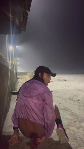 I Went Out for a Walk to the Beach and Had to Take a Break by Cumming a Lot of Milk on the Sand