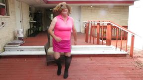 Brittney CD modeling her new pink outfit and boots