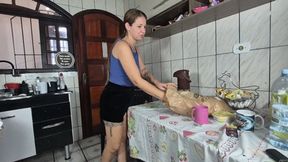 Punishing my slave with my heavy breasts for breakfast by Britney Hunter and Sabrina CAM Babi part 1