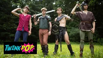 Jordan Lake and Shae Reynolds duel throbbing big cocks in sweaty twink bareback fuck