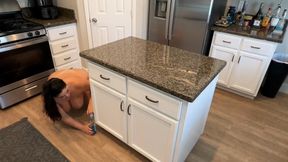 Sexy latina Dani V takes it from kitchen to couch