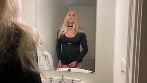 Blonde Crossdresser Jerking Off