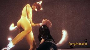 Furry Yaoi Dog deepthroats Fox with frothy cumloads