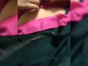 Indian wife removing her saree and playing with boobs with hubby