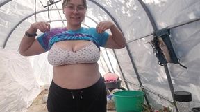 Chubby Girl Getting Naked Out In The Greenhouse