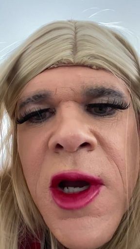 Amateur Crossdresser in Stocking Heels Skirt Seduces Husband to Her Room Gives Blowjob, but Hubby Keeps Talking About MILF Wild