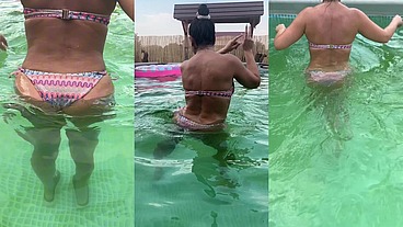 Sexy Bikini Pool Dance – Curvy MILF Booty Shake