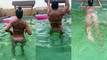 Sexy Bikini Pool Dance – Curvy MILF Booty Shake