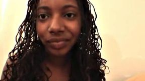 Cum hungry ebony goes down on dick in POV close up