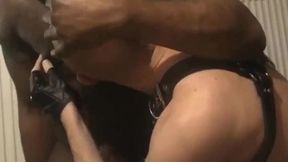 black muscle gives his sub a butt fingering & slapping
