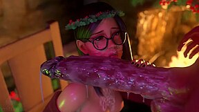 A Huge Futanari Dick Fucked Hard In The Throat Of A Girl With Glasses! 3d Porn