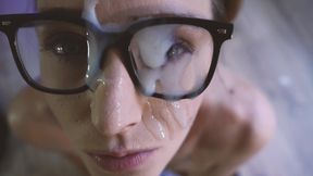 Bratty Nerdy Girl Gives Sloppy Blowjob Then Titty Fuck Ends With Cum on Glasses