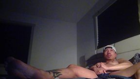 Oiled up, nude, hard, stroking off