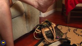 Blonde Mature Housewife Heidi Touches Her Shaved Pussy on the Couch