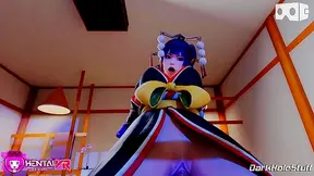 Nyotengu's Japanese Outfit Massage Ends With HotCowgirl Riding Action