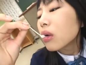 Asian gokkun - hot girl eats a lot of sperm