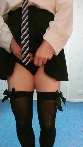 Horny Sissy Bitch Cums in Uniform