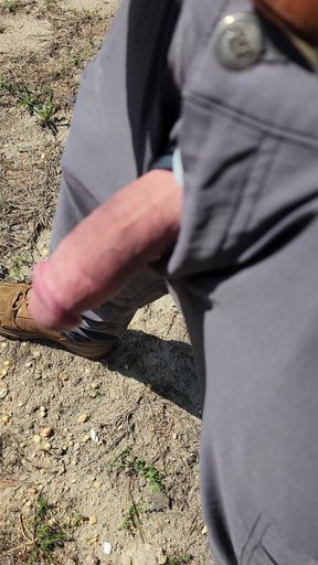 Iconic moment from &quot;Hot hard thick ringed clamped mushroom tipped cock throbbing outdoor pissing&quot;