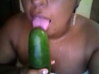 I love to fuck my thick pussy with my huge cucumber