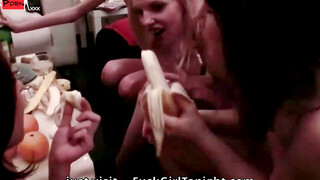 Blow The Roof Off Sizzling Lesbian Foursome Pumps Up the Heat in Scorching Living Room Sex Fest!