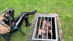 golden shower session - ground cage humiliation