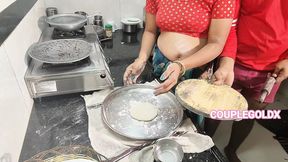 The new husband was weeing in the kitchen on the soft road.