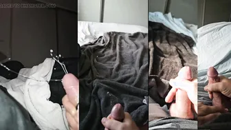 Solo British twink strokes his big cock and shoots messy cumshots