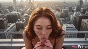 a luscious milf gave herself to me on the roof after the event [ai]