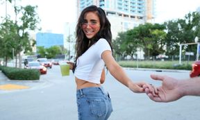 Thin slut reverse rides and swallows after a hot foreplay