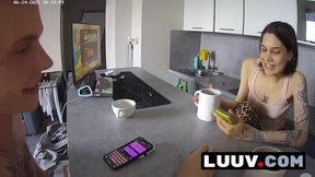 LUUV. Real couple Kareflore and Abbadon engage in a casual, real conversation in the kitchen for their reality show